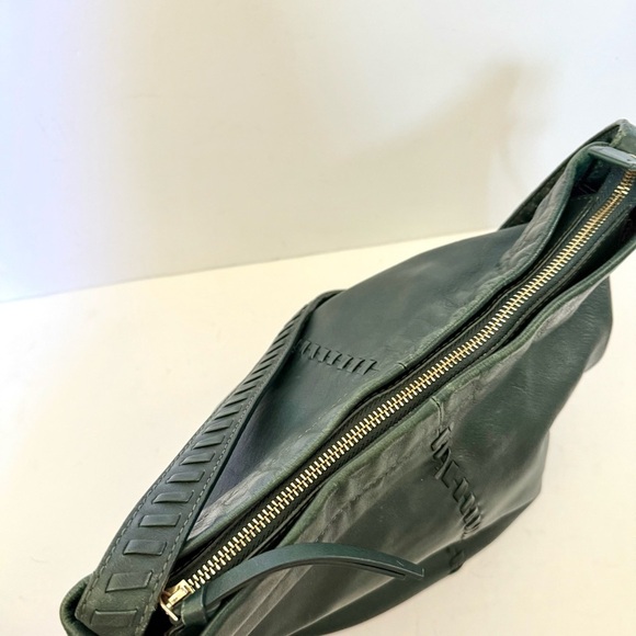 Kooba Limon Leather Hobo Shoulder Bag Braided Boho Bucket Forest Green - Picture 10 of 13